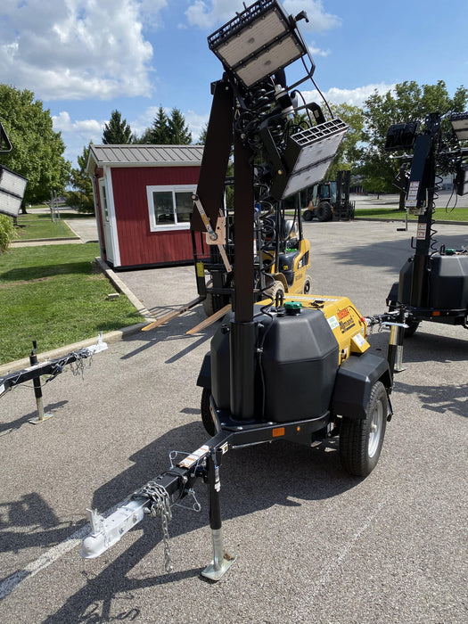 2022 Allmand NLV3GR (4) LED Light Fixture 350W, 23' Vertical Mast, 3kW Prime, Towable, Deep Sea L401, Leveling Jacks, Yanmar T4F 5.8hp