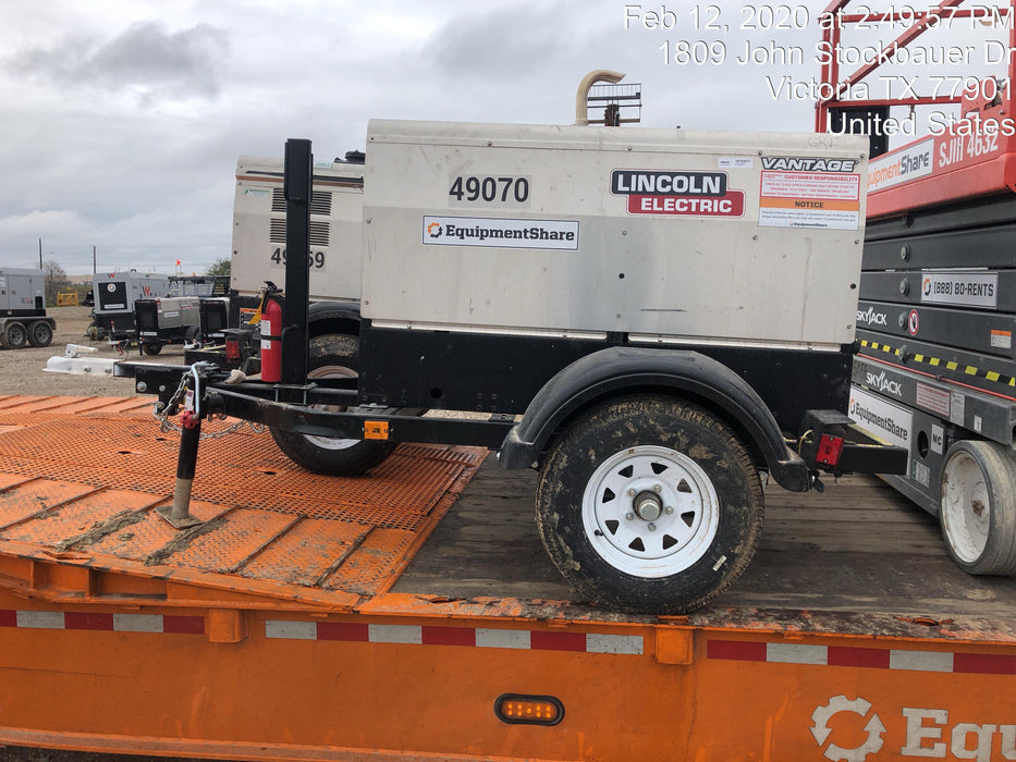 2019 Lincoln Electric Vantage 322 Ready-Pak 3, Two Wheel Trailer, Fender and Light Kit, Cable Rack