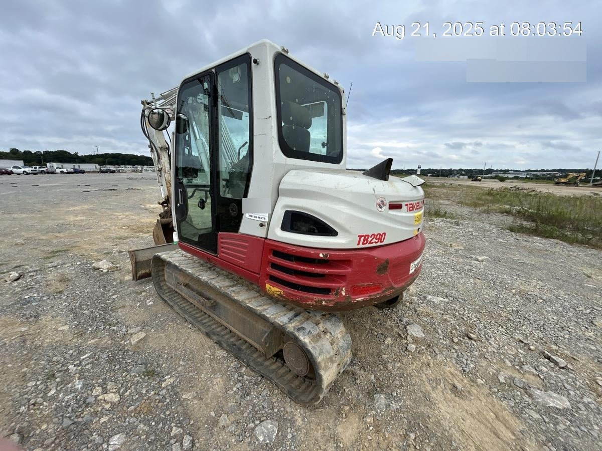 2019 Takeuchi TB290 Cab/Heat/AC Rubber tracks, Dozer blade, Travel alarm, Auxiliary hydraulics w/Manual QC, Hydraulic thumb, 18", 24", and 36" Buckets