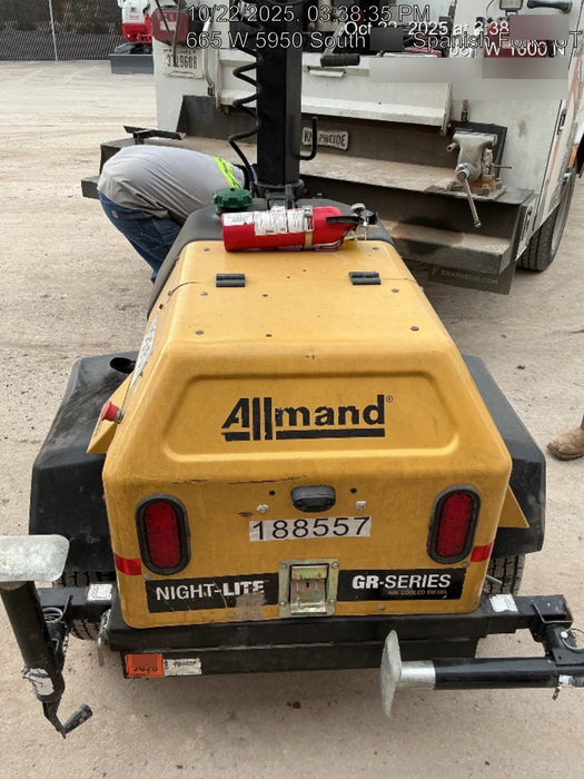 Allmand NLV3GR (4) LED Light Fixture 350W, 23' Vertical Mast, 3kW Prime, Towable, Deep Sea L401, Leveling Jacks, Yanmar T4F 5.8hp