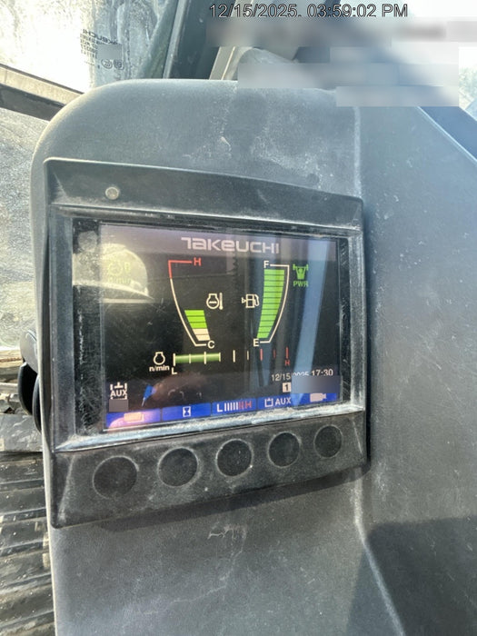 2019 Takeuchi TB290 Cab/Heat/AC w/Rubber Tracks, Auxiliary Hydraulics, Dozer Blade, Manual QC, 18/24/36" Buckets, Hydraulic Thumb Installed