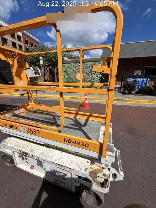 Custom Equipment HB-1430 Hy-Brid Scissor Lift
Platform capacity up to 670 lbs
Working height up to 20 ft
Weighs under 1,700 lbs
Non-marking wheels