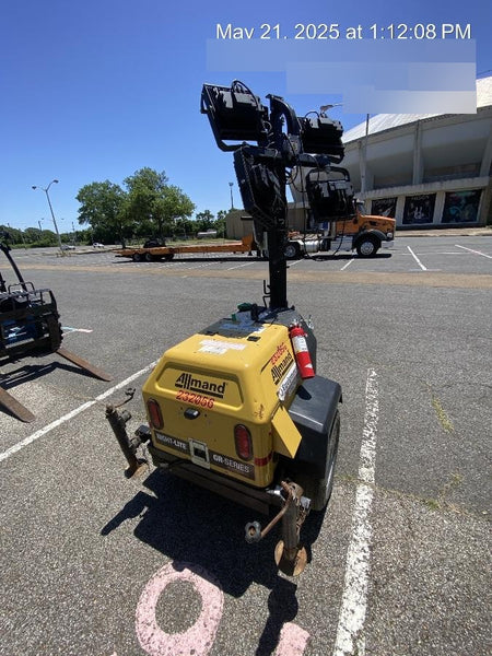 2022 Allmand NLV3GR (4) LED Light Fixture 350W, 23' Vertical Mast, 3kW Prime, Towable, Deep Sea L401, Leveling Jacks, Yanmar T4F 5.8hp
