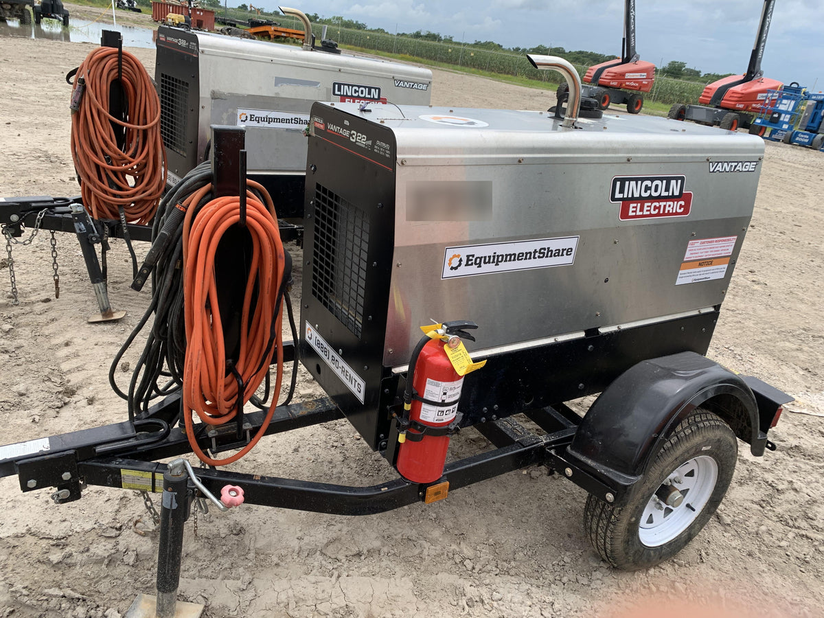 2019 Lincoln Electric Vantage 322 Ready-Pak 3, Two Wheel Trailer, Fender and Light Kit, Cable Rack