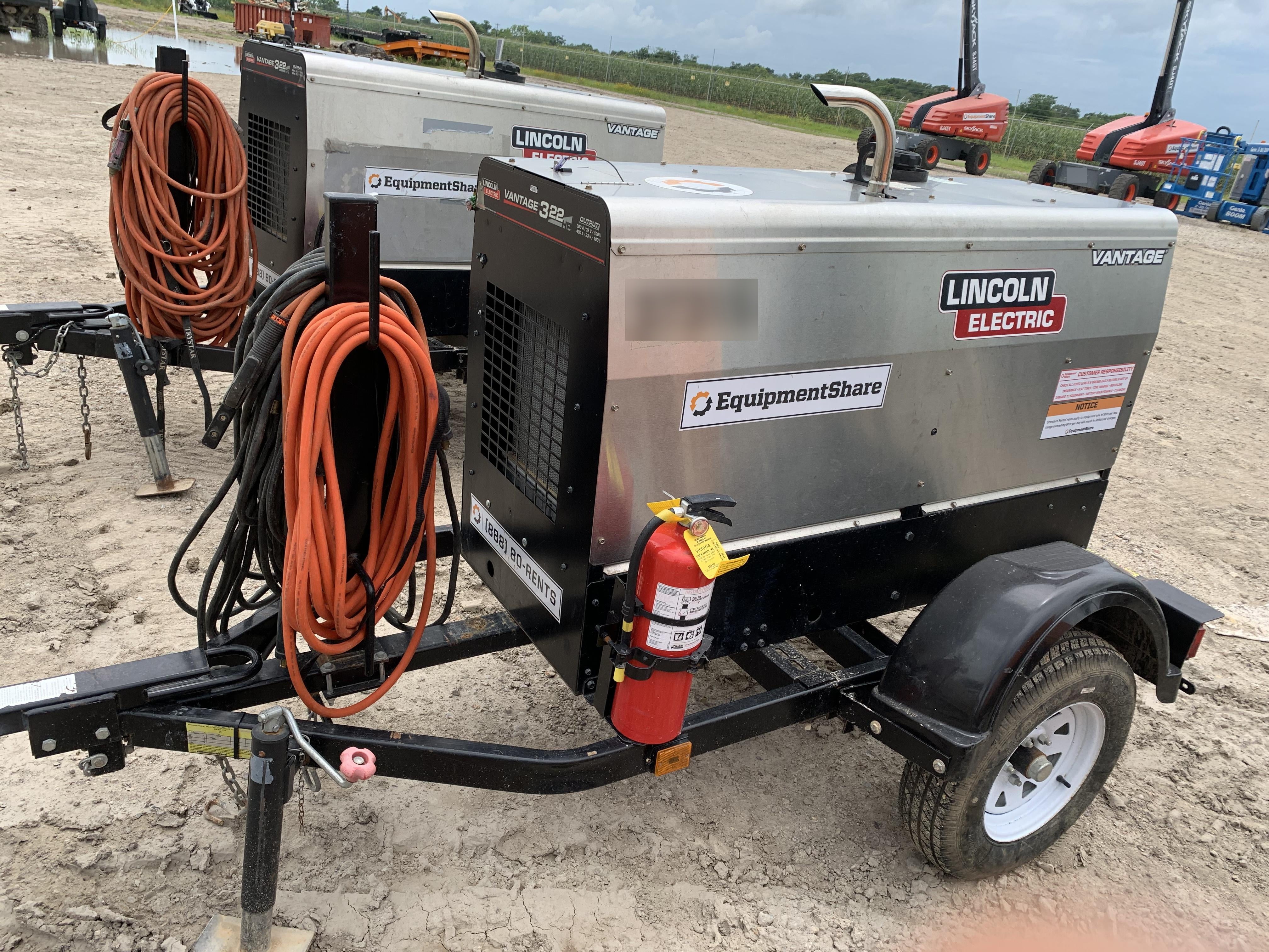 2019 Lincoln Electric Vantage 322 Ready-Pak 3, Two Wheel Trailer, Fender and Light Kit, Cable Rack
