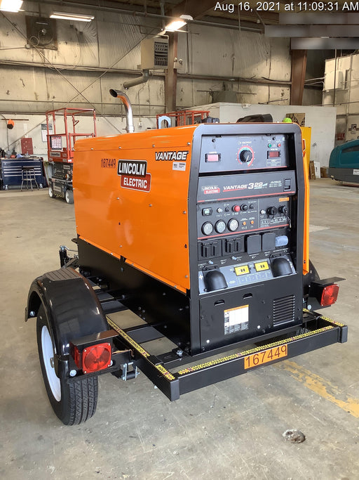 2021 Lincoln Electric Vantage 322 Vantage 322 Ready Pak 3 w/ Decals, ORANGE (includes trailer, cable rack, fender light kit) NO Telematics