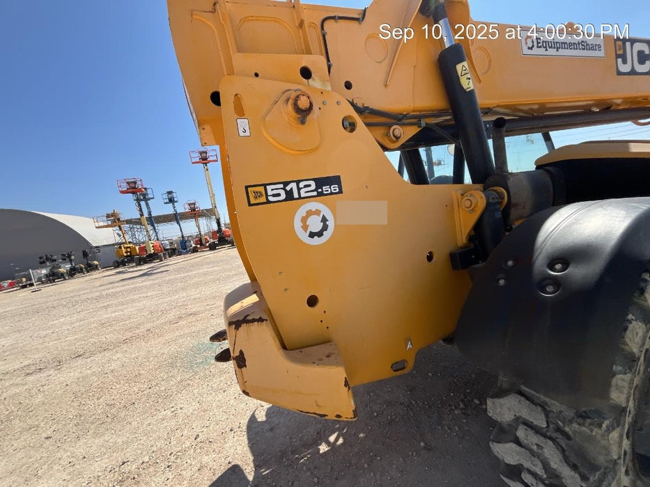 2020 JCB 512-56 Canopy, 74 HP, Solid Tires, STD Worklight, Beacon, Aux Hydraulics, Lifting Eye, Backup Alarm w/66" Carriage, 60" Forks