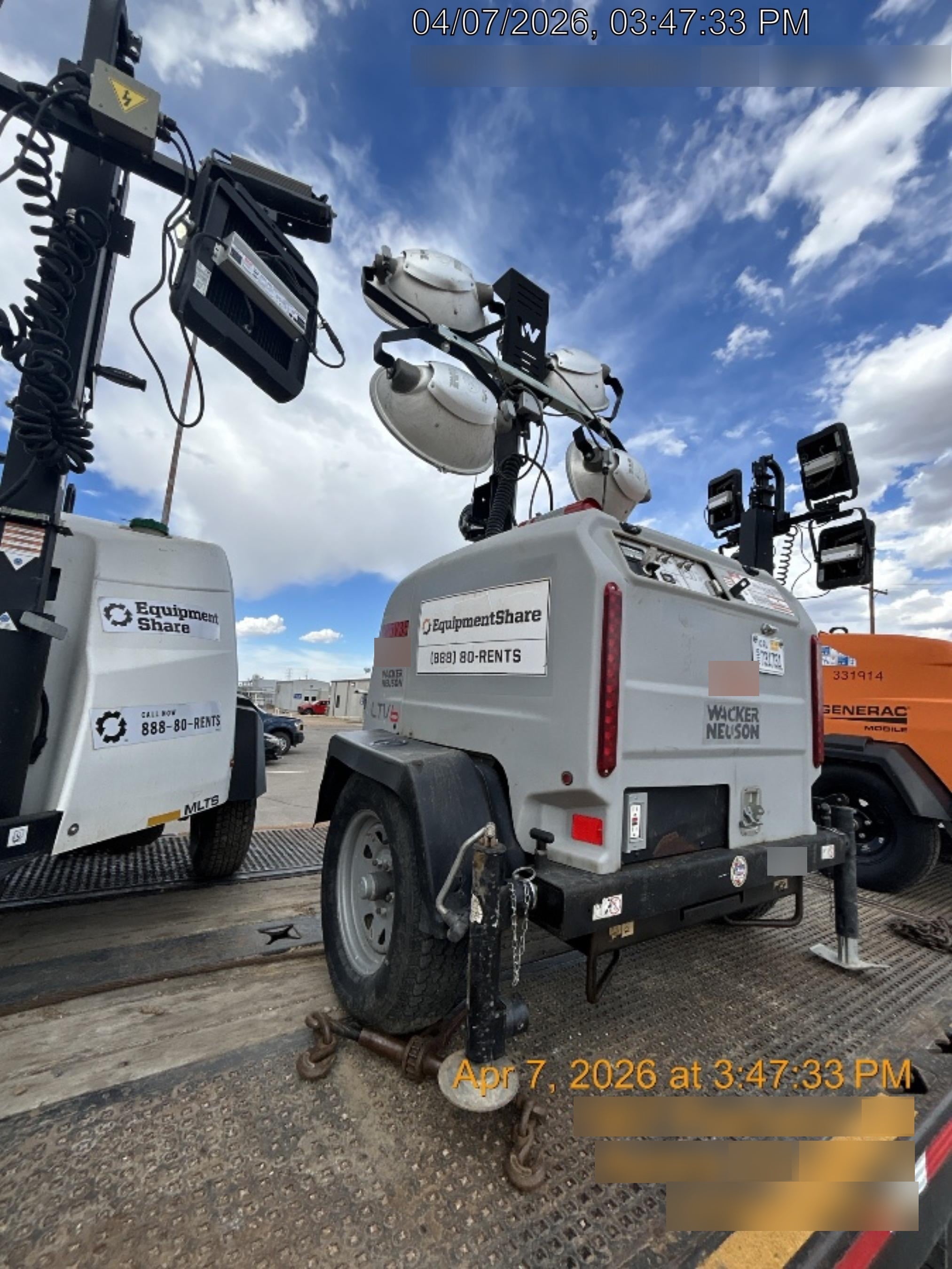 2018 Wacker Neuson LTV6L-MH Wacker Neuson LTV6L Mobile Light Tower w/Fuel Level Sensor Installed