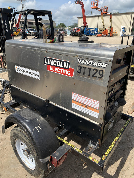 2019 Lincoln Electric Vantage 322 Welder Ready-Pak 3, Two wheel trailer, Fender and Light kit, Cable Rack