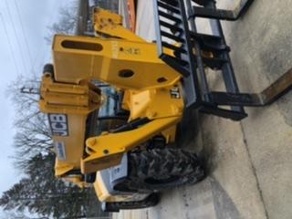 2019 JCB 510-56 Enclosed Cab, 74 HP, Solid Tires, Worklights, Beacon, Aux Hydraulics, Lifting Eye w/66" Carriage/60" Forks