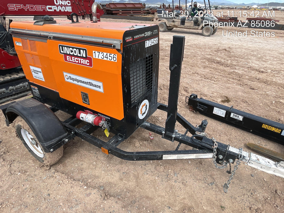 2021 Lincoln Electric Vantage 322 Vantage 322 Ready Pak 3 w/ Decals, ORANGE (includes trailer, cable rack, fender light kit) NO Telematics