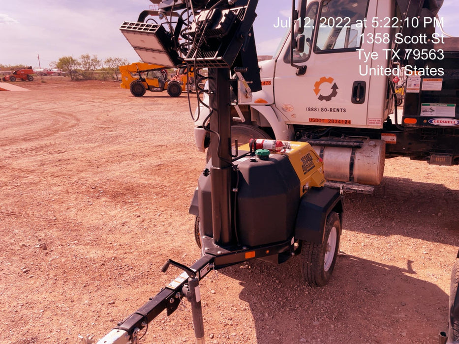 2021 Allmand NLV3GR (4) LED Light Fixture 350W, 23' Vertical Mast, 3kW Prime, Towable, Deep Sea L401, Leveling Jacks, Yanmar T4F 5.8hp