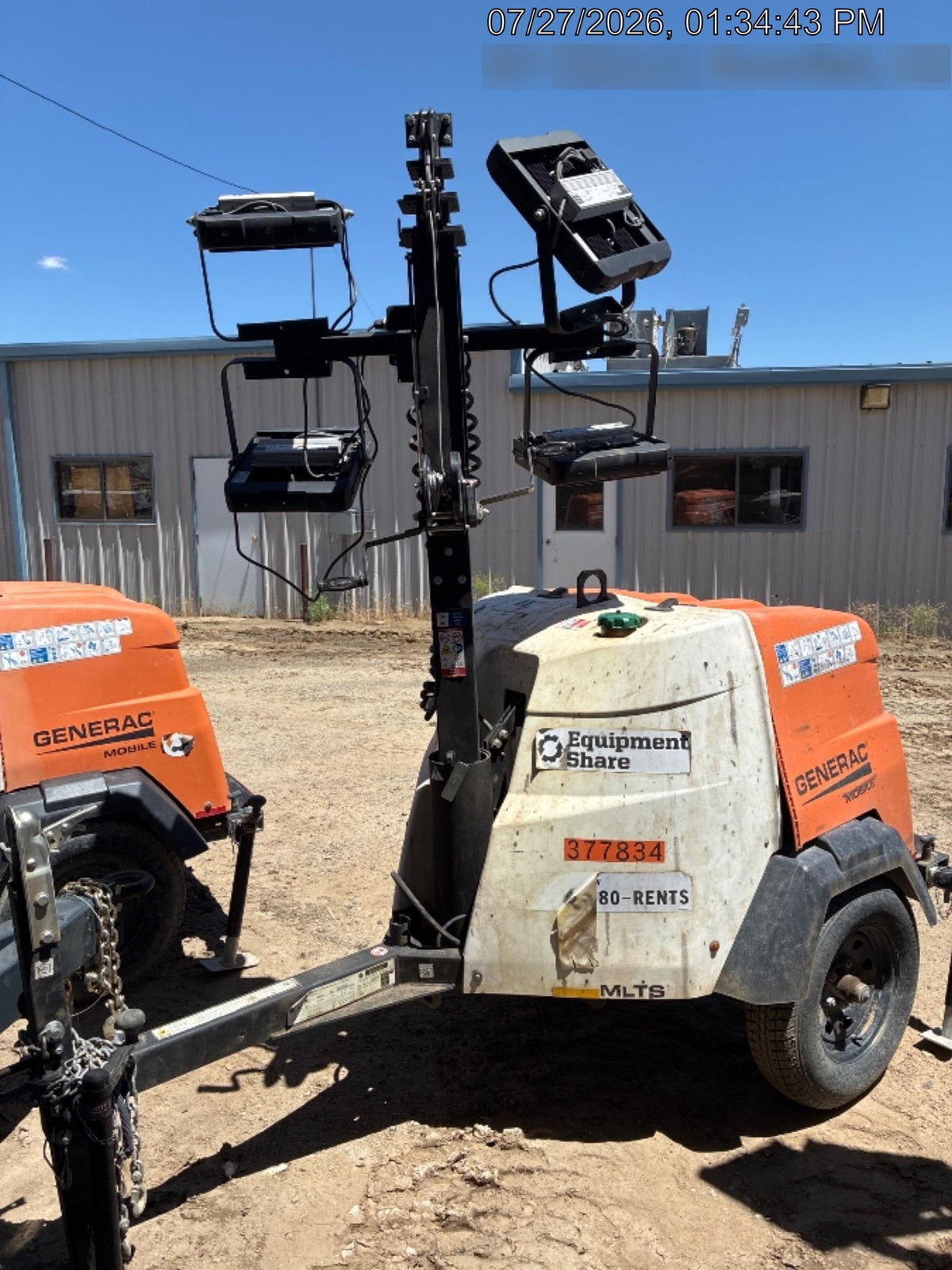 2023 Generac MLT2 Diesel, Flex Switch 120V Input, Powerzone Controller, 
(4) 320W LED Lights, 4kW Generator, 39.9 Gal Fuel Tank, 2" Ball, T3