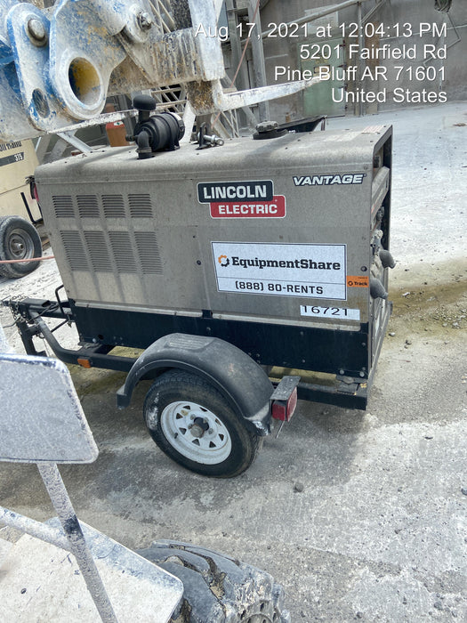 2018 Lincoln Electric Vantage 435 Lincoln Vantage 435 Welder Ready-Pak 3 w/Trailer, Fender/Light Kit, and Cable Rack