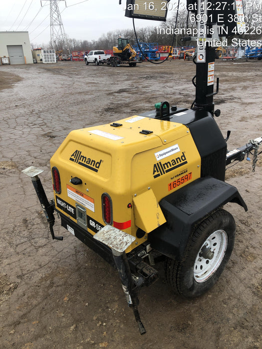 2021 Allmand NLV3GR (4) LED Light Fixture 350W, 23' Vertical Mast, 3kW Prime, Towable, Deep Sea L401, Leveling Jacks, Yanmar T4F 5.8hp