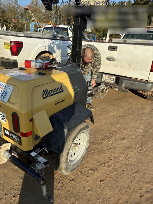 2022 Allmand NLV3GR (4) LED Light Fixture 350W, 23' Vertical Mast, 3kW Prime, Towable, ES Decals, T3