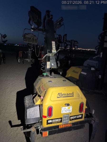 2020 Allmand NLV3GR (4) LED Light Fixture 350W, 23' Vertical Mast, 3kW Prime, Towable, Deep Sea L401, Leveling Jacks, Yanmar T4F 5.8hp