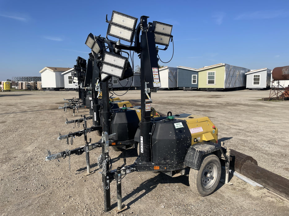 2022 Allmand NLV3GR (4) LED Light Fixture 350W, 23' Vertical Mast, 3kW Prime, Towable, Deep Sea L401, Leveling Jacks, Yanmar T4F 5.8hp