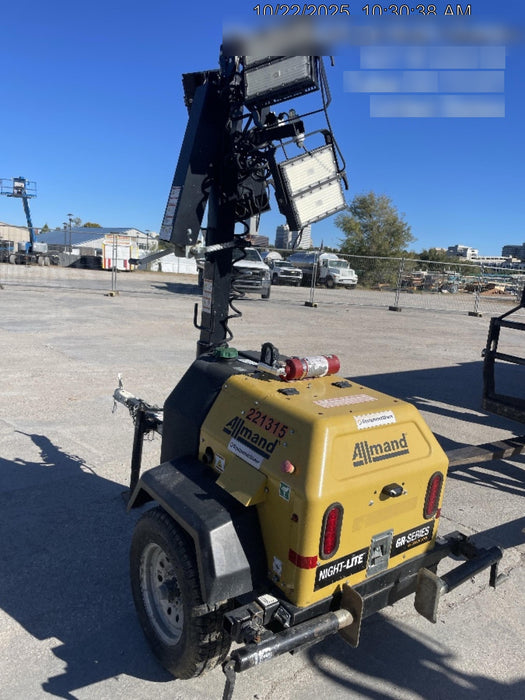 2022 Allmand NLV3GR (4) LED Light Fixture 350W, 23' Vertical Mast, 3kW Prime, Towable, Deep Sea L401, Leveling Jacks, Yanmar T4F 5.8hp