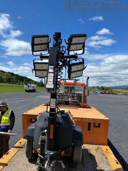 2021 Allmand NLV3GR (4) LED Light Fixture 350W, 23' Vertical Mast, 3kW Prime, Towable, Deep Sea L401, Leveling Jacks, Yanmar T4F 5.8hp