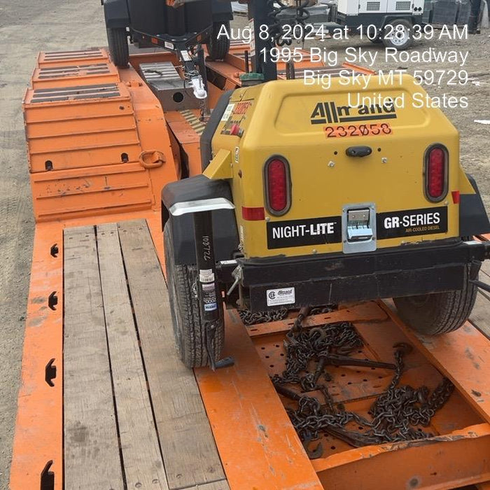 2022 Allmand NLV3GR (4) LED Light Fixture 350W, 23' Vertical Mast, 3kW Prime, Towable, Deep Sea L401, Leveling Jacks, Yanmar T4F 5.8hp