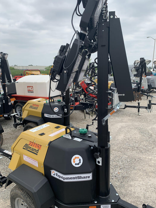 2022 Allmand NLV3GR (4) LED Light Fixture 350W, 23' Vertical Mast, 3kW Prime, Towable, Deep Sea L401, Leveling Jacks, Yanmar T4F 5.8hp