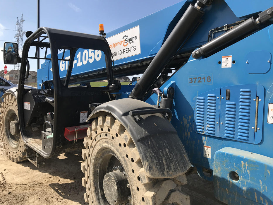 2019 Genie GTH-1056 Canopy, Solid RT Tires, LED Work Lights, Beacon 60" QA Carriage, 60" Forks