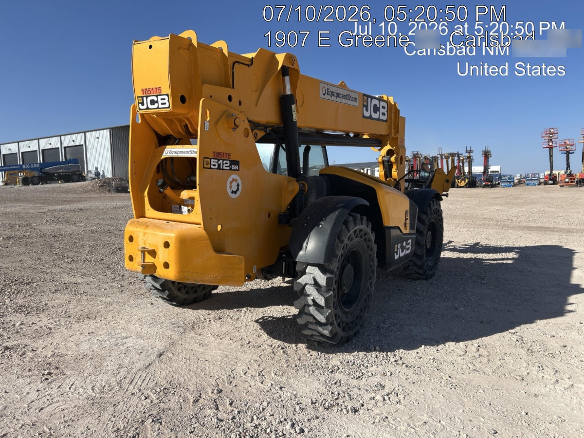 2020 JCB 512-56 Canopy, 74Hp, Solid Tires, Work Lights, Beacon, Aux Hydraulics, Back up Alarm, Lifting Eye, ES Decals