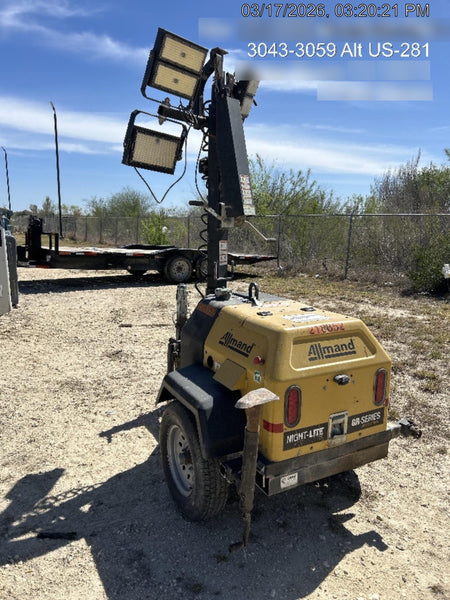 2022 Allmand NLV3GR (4) LED Light Fixture 350W, 23' Vertical Mast, 3kW Prime, Towable, Deep Sea L401, Leveling Jacks, Yanmar T4F 5.8hp