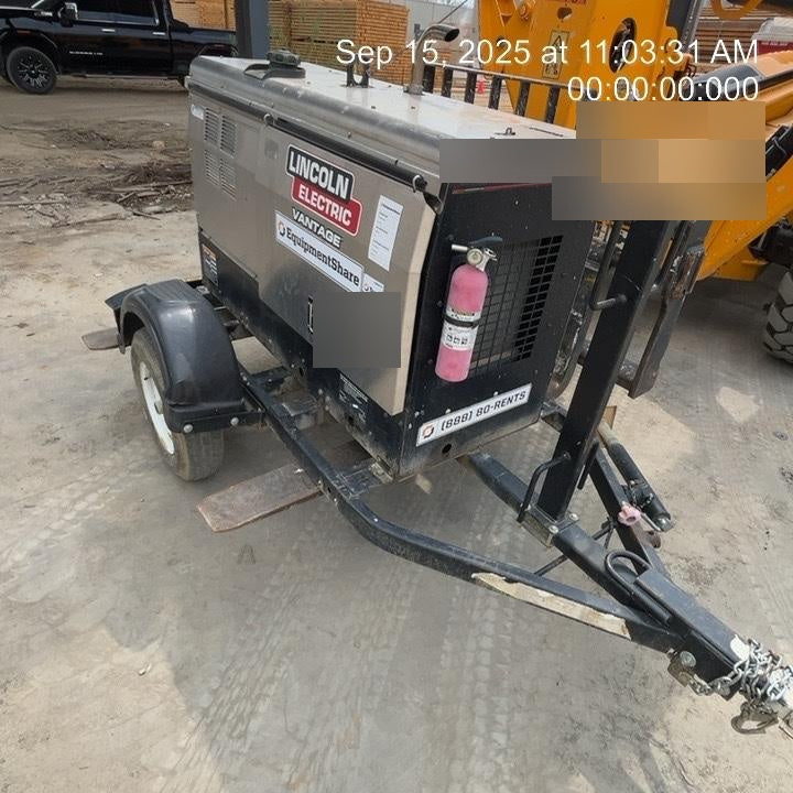 2019 Lincoln Electric Vantage 322 Ready-Pak 3, Two Wheel Trailer, Fender and Light Kit, Cable Rack