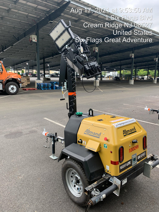 2021 Allmand NLV3GR (4) LED Light Fixture 350W, 23' Vertical Mast, 3kW Prime, Towable, Deep Sea L401, Leveling Jacks, Yanmar T4F 5.8hp