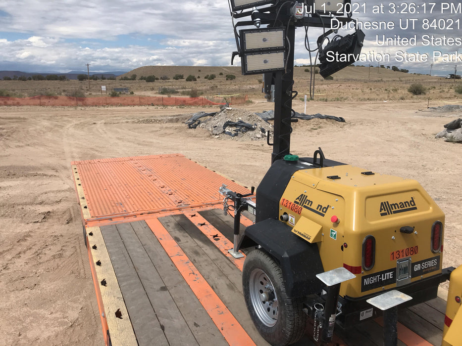 2021 Allmand NLV3GR (4) LED Light Fixture 350W, 23' Vertical Mast, 3kW Prime, Towable, Deep Sea L401, Leveling Jacks, Yanmar T4F 5.8hp