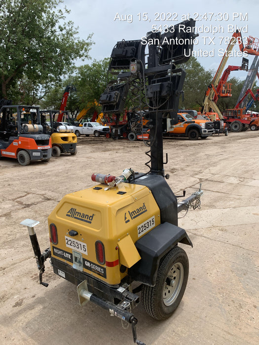 2022 Allmand NLV3GR (4) LED Light Fixture 350W, 23' Vertical Mast, 3kW Prime, Towable, Deep Sea L401, Leveling Jacks, Yanmar T4F 5.8hp