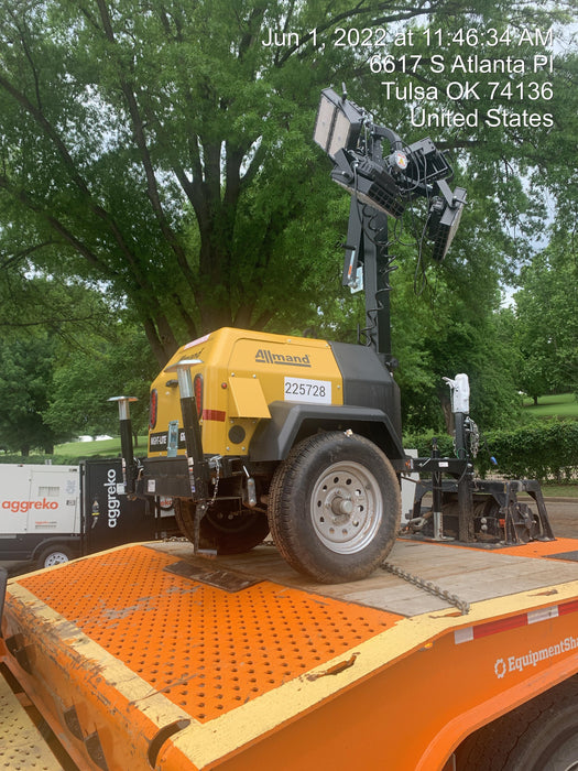 2022 Allmand NLV3GR (4) LED Light Fixture 350W, 23' Vertical Mast, 3kW Prime, Towable, Deep Sea L401, Leveling Jacks, Yanmar T4F 5.8hp