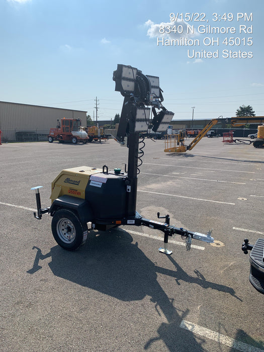 2022 Allmand NLV3GR (4) LED Light Fixture 350W, 23' Vertical Mast, 3kW Prime, Towable, ES Decals, T3