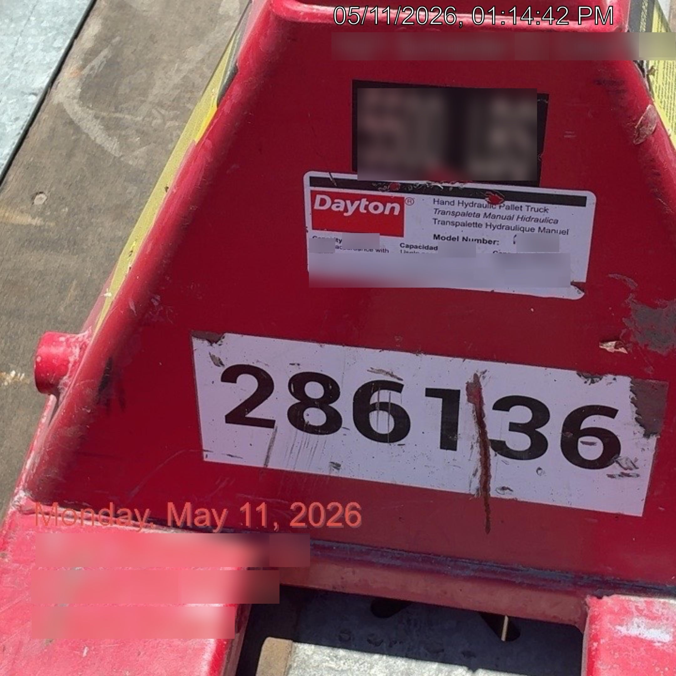 2022 DAYTON 5500 lb Pallet Jack