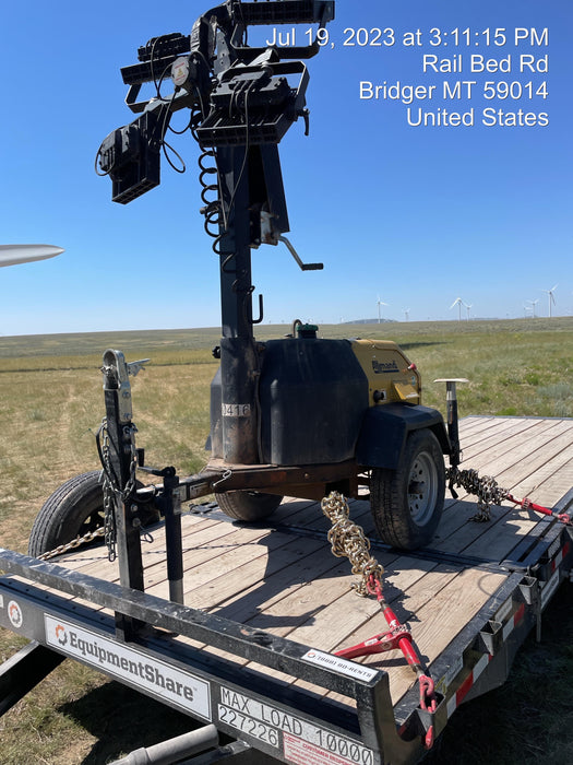 2022 Allmand NLV3GR (4) LED Light Fixture 350W, 23' Vertical Mast, 3kW Prime, Towable, Deep Sea L401, Leveling Jacks, Yanmar T4F 5.8hp