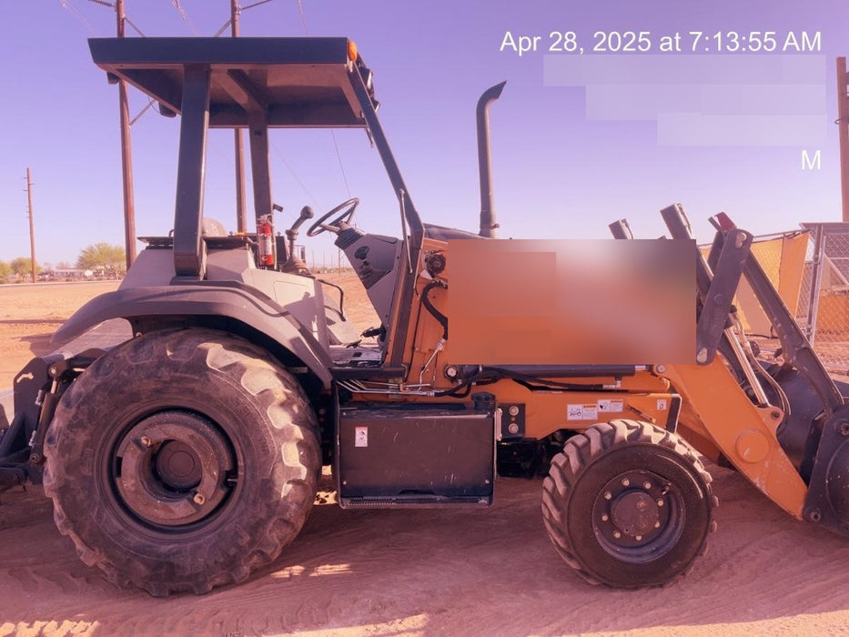 2019 Case 570N EP Canopy, 4WD, GP Front Bucket, Dual Tilt Cylinder, 84" Box Blade w/ Scarifier, Wheel Weights, Beacon