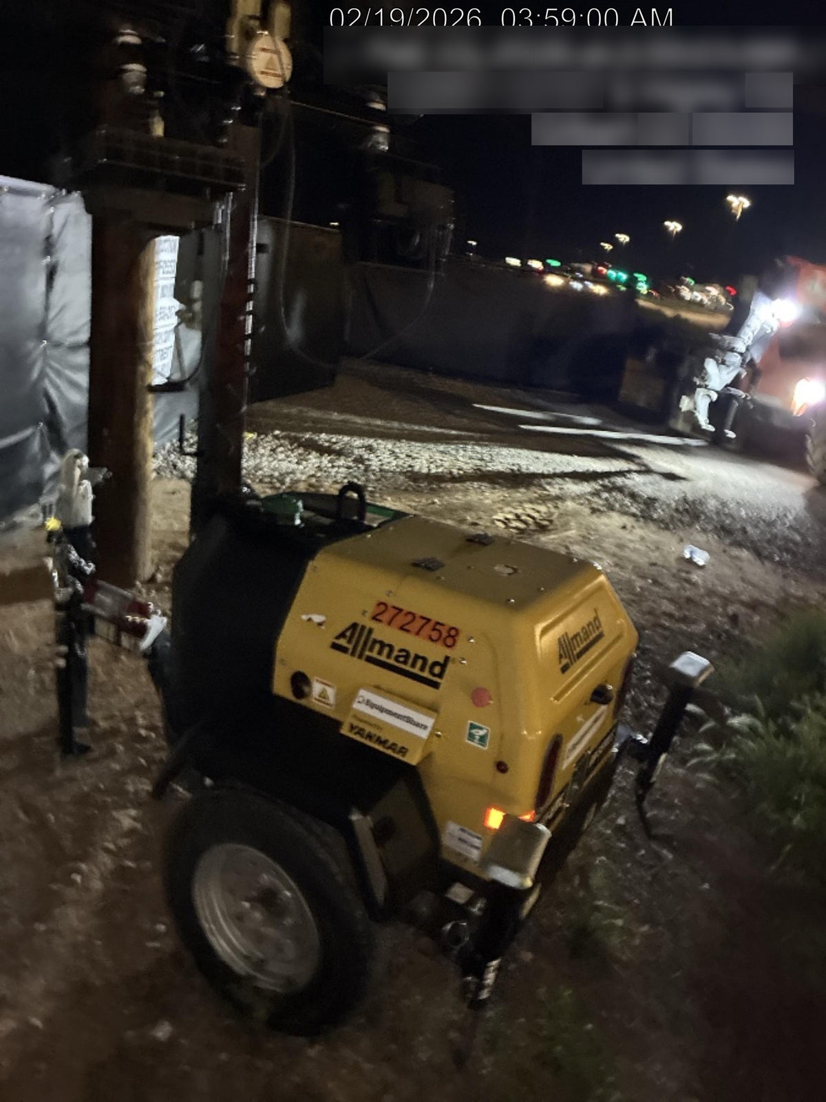 2022 Allmand NLV3GR (4) LED Light Fixture 350W, 23' Vertical Mast, 3kW Prime, Towable, ES Decals, T3