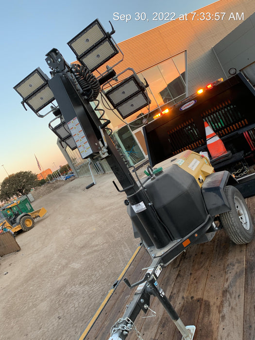 2022 Allmand NLV3GR (4) LED Light Fixture 350W, 23' Vertical Mast, 3kW Prime, Towable, Deep Sea L401, Leveling Jacks, Yanmar T4F 5.8hp