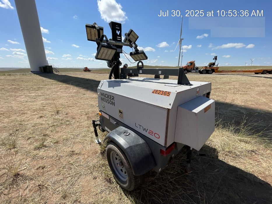 2022 Wacker Neuson LTW20Z1 Isuzu Dsl. Engine, 23' Mast, (4) 300W LED Lights, CWK, Programmable Dawn to Dusk, 360 Deg. Rotation, 57 Gal. Tank, Trailer Mounted
