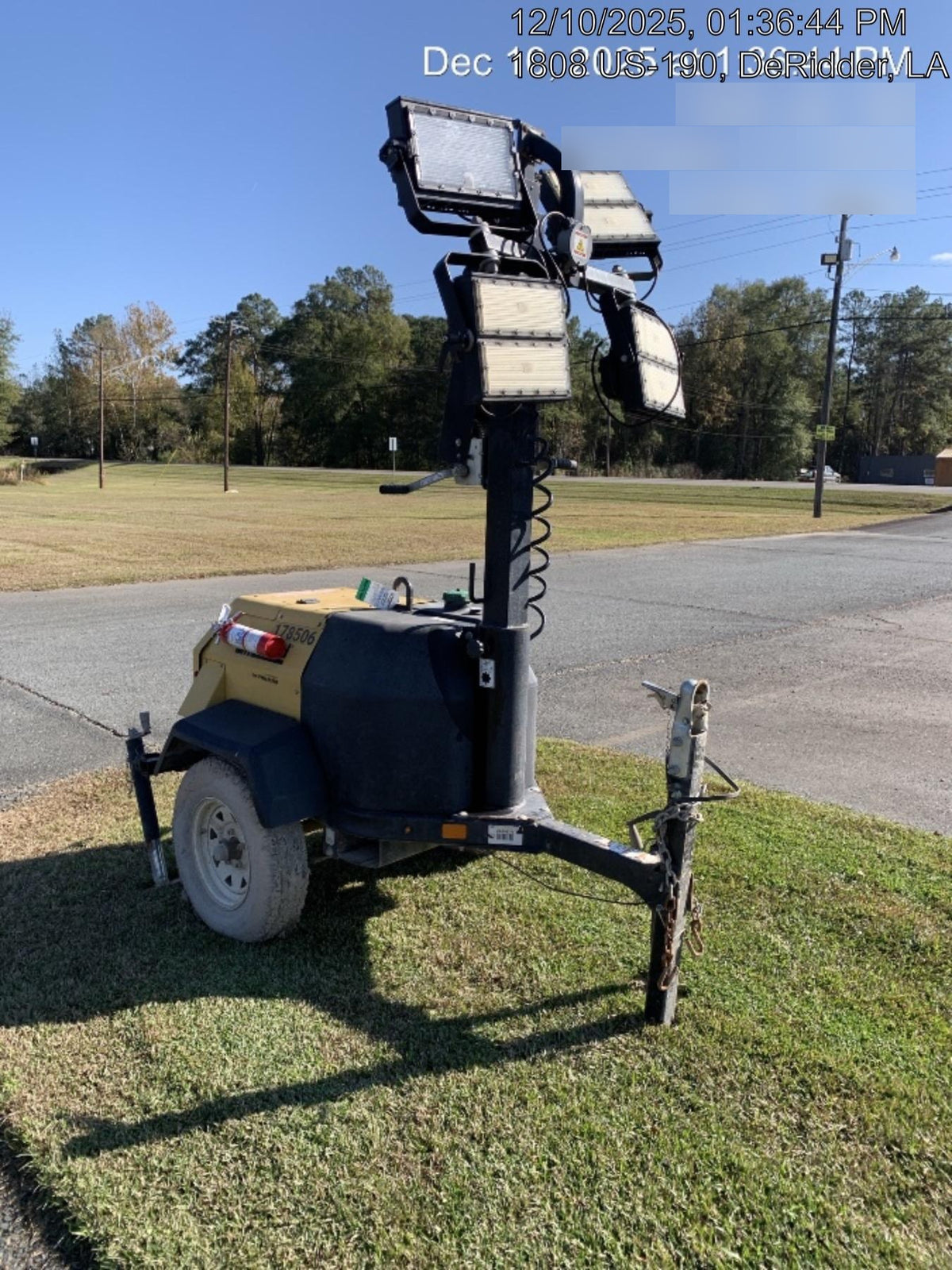 Allmand NLV3GR (4) LED Light Fixture 350W, 23' Vertical Mast, 3kW Prime, Towable, Deep Sea L401, Leveling Jacks, Yanmar T4F 5.8hp