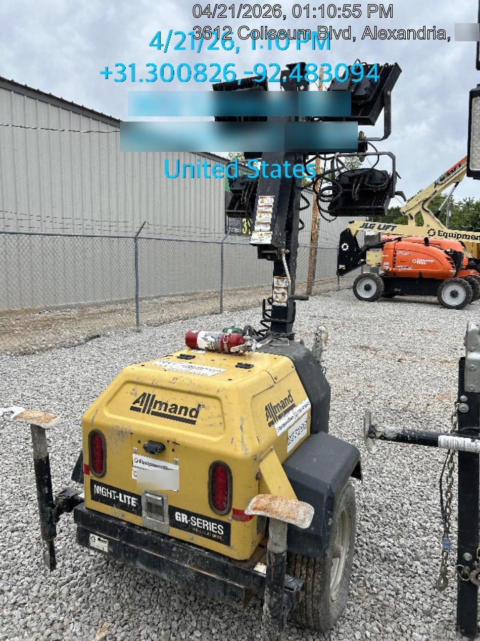 2022 Allmand NLV3GR (4) LED Light Fixture 350W, 23' Vertical Mast, 3kW Prime, Towable, Deep Sea L401, Leveling Jacks, Yanmar T4F 5.8hp