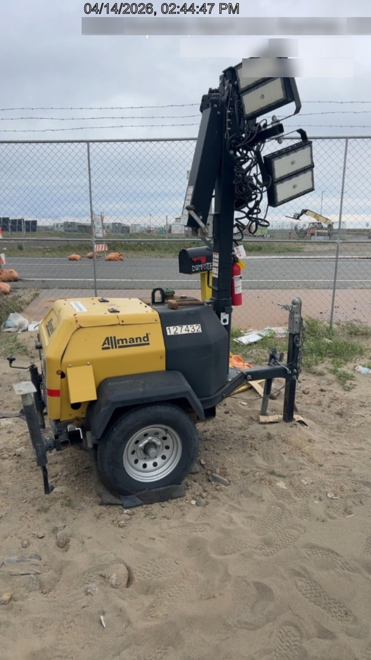 2021 Allmand NLV3GR (4) LED Light Fixture 350W, 23' Vertical Mast, 3kW Prime, Towable, Deep Sea L401, Leveling Jacks, Yanmar T4F 5.8hp