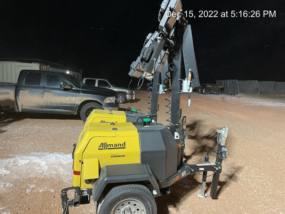 2022 Allmand NLV3GR (4) LED Light Fixture 350W, 23' Vertical Mast, 3kW Prime, Towable, ES Decals, T3