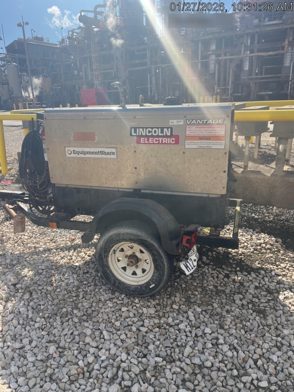 2019 Lincoln Electric Vantage 322 Ready-Pak 3, Two Wheel Trailer, Fender and Light Kit, Cable Rack