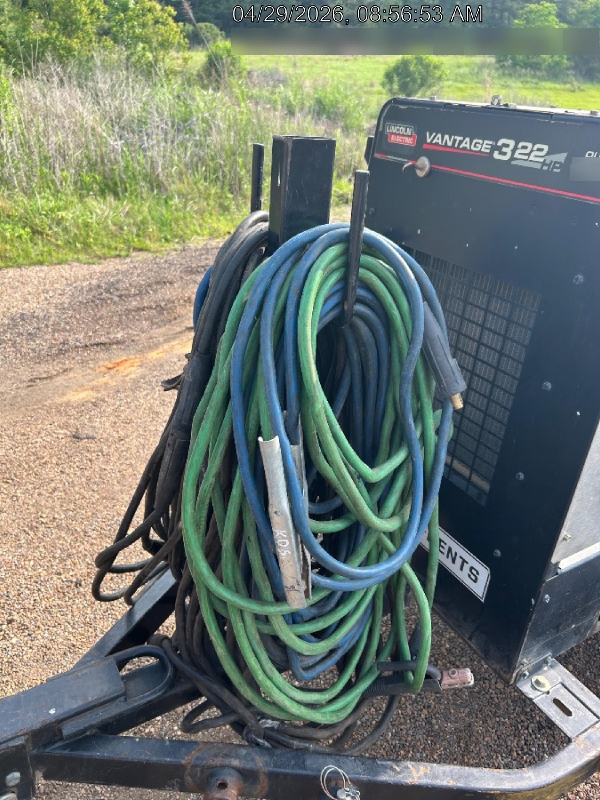 2019 Lincoln Electric Vantage 322 Ready-Pak 3, Two Wheel Trailer, Fender and Light Kit, Cable Rack