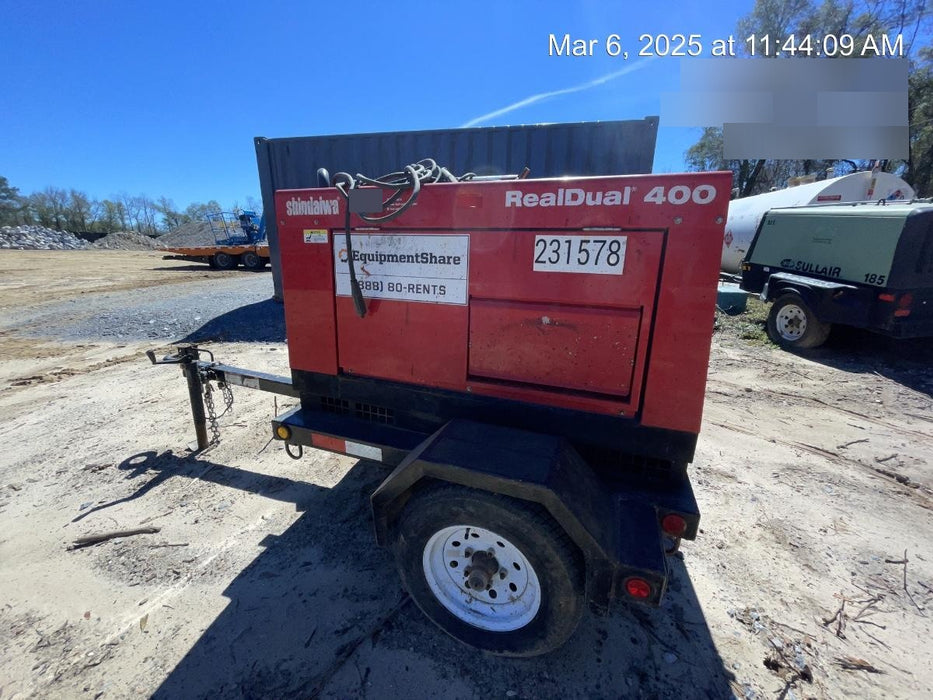 2022 Shindaiwa DGW400MDL Kubota D902 Engine, 23 HP, Dual Op Welder, Wire, Arc, Droop Stick, Tig, and CC Stick Functionality, Simulphase, 3 Phase and 1 Phase Gen Output, Single Axle NB Trlr, Slr Trckl Chrg 12V 12W, Fire Ext