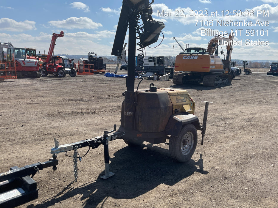 2022 Allmand NLV3GR (4) LED Light Fixture 350W, 23' Vertical Mast, 3kW Prime, Towable, Deep Sea L401, Leveling Jacks, Yanmar T4F 5.8hp