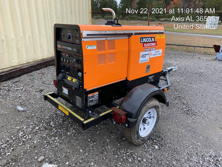 2021 Lincoln Electric Vantage 322 Vantage 322 Ready Pak 3 w/ Decals, ORANGE (includes trailer, cable rack, fender light kit) NO Telematics